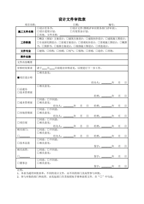 设计文件审批表 模板