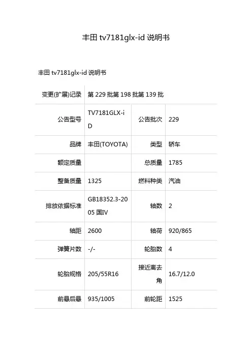 丰田tv7181glx-id说明书