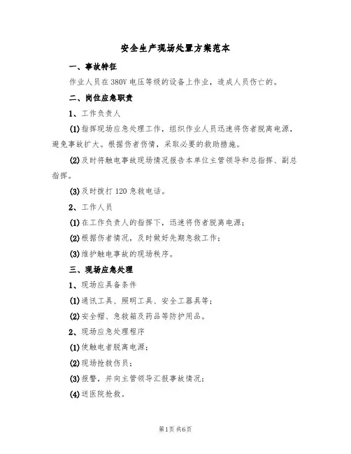 安全生产现场处置方案范本（三篇）