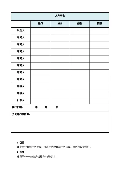 制剂工艺规程模板