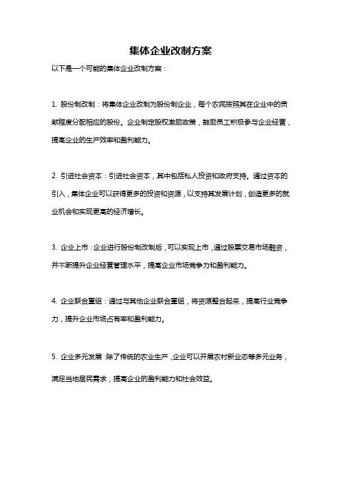 集体企业改制方案