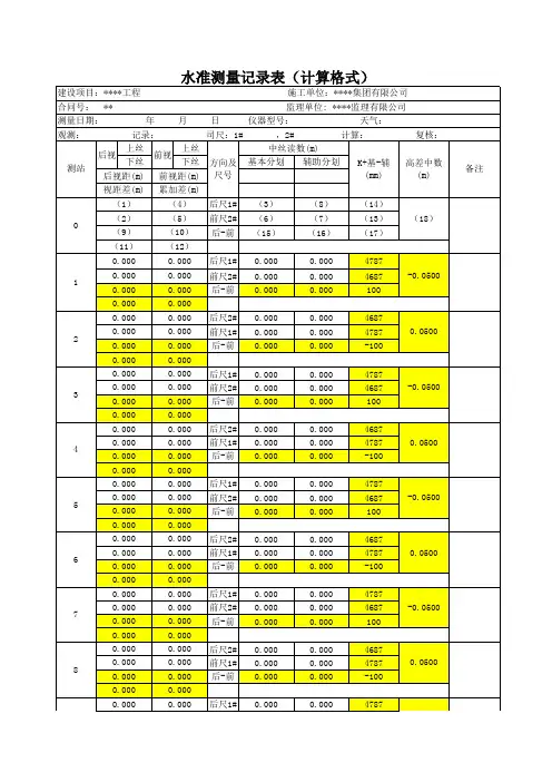 水准点复测自动计算表