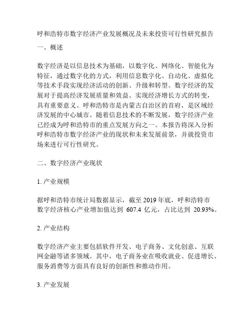 呼和浩特市数字经济产业发展概况及未来投资可行性研究报告