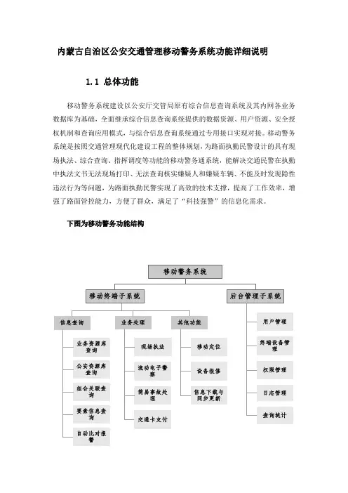 公安交通管理移动警务系统功能详细说明