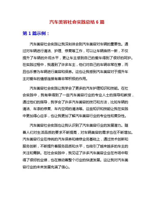 汽车美容社会实践总结6篇