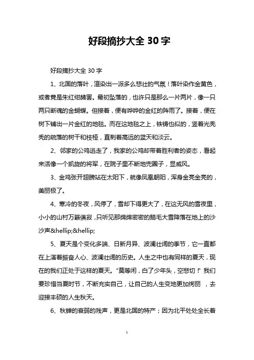 好段摘抄大全30字