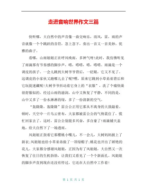 走进音响世界作文三篇