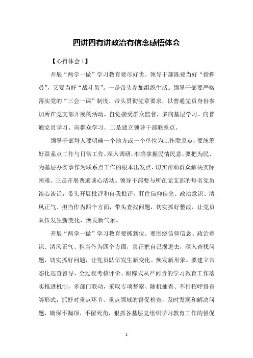 四讲四有讲政治有信念感悟体会