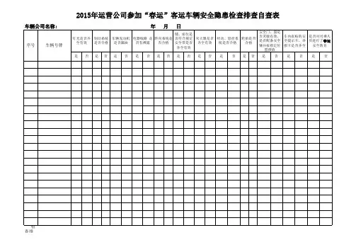 客运车辆安全隐患检查排查表