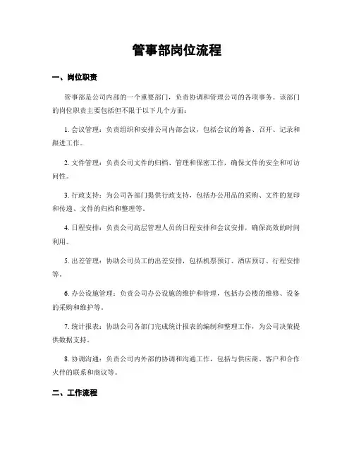 管事部岗位流程