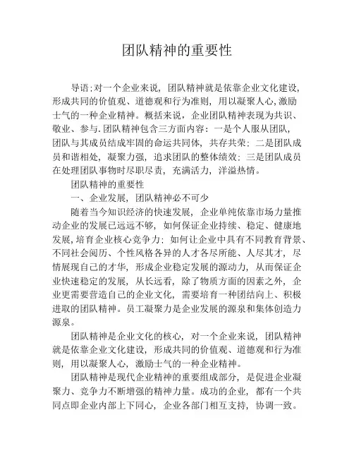 团队精神的重要性