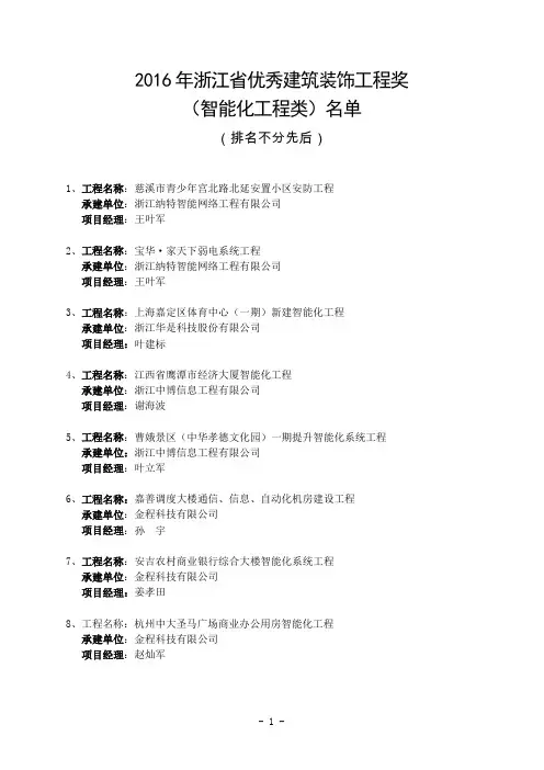 2016年浙江优秀建筑装饰工程奖