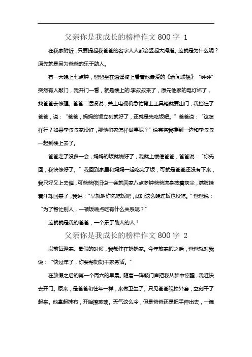 父亲你是我成长的榜样作文800字