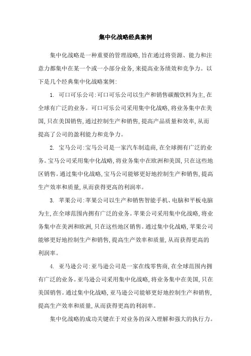 集中化战略经典案例