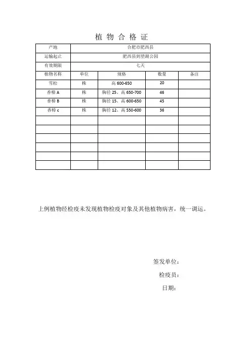 植物合格证
