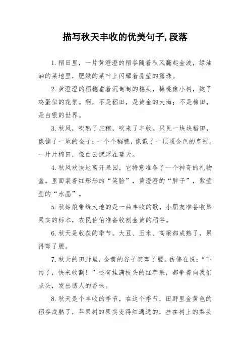 描写秋天丰收的优美句子,段落