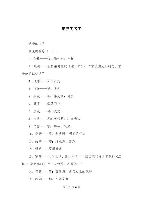 响亮的名字