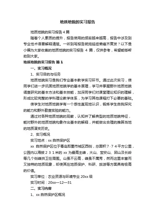 地质地貌的实习报告