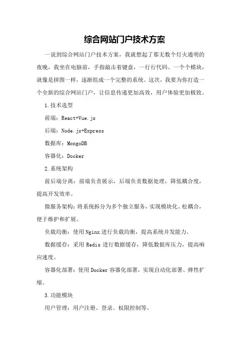 综合网站门户技术方案