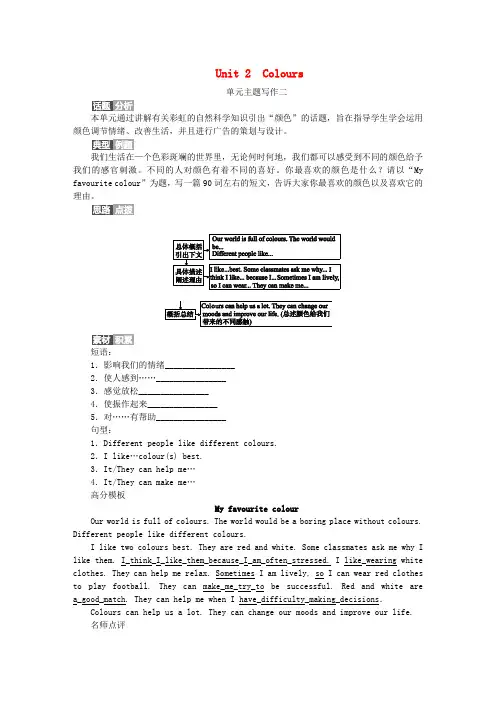 九年级英语上册Unit2Colours主题写作二同步练习新牛津版