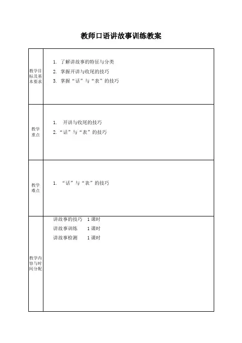 教师口语讲故事训练教案