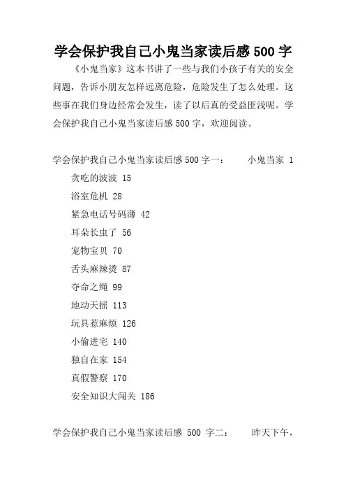 学会保护我自己小鬼当家读后感500字