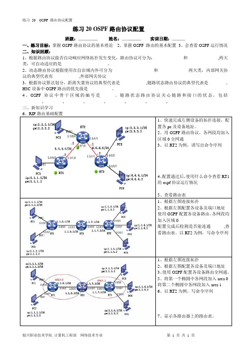 OSPF路由协议实训报告