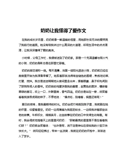 奶奶让我懂得了爱作文