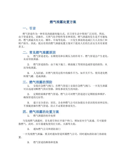 燃气泄露处置方案