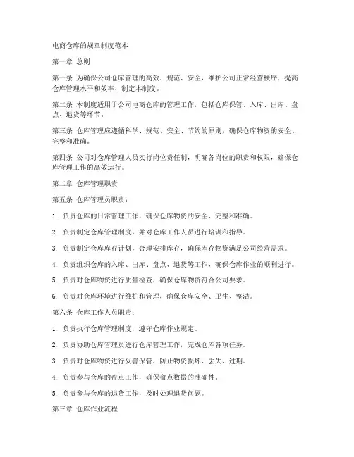 电商仓库的规章制度范本