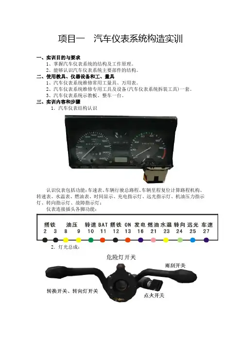 汽车仪表系统实训手册