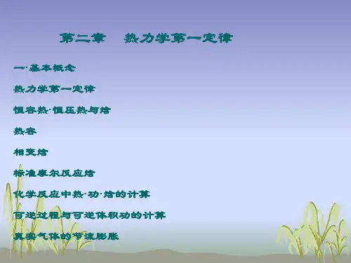 第二章_热力学第一定律公式总结1
