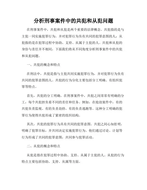 分析刑事案件中的共犯和从犯问题