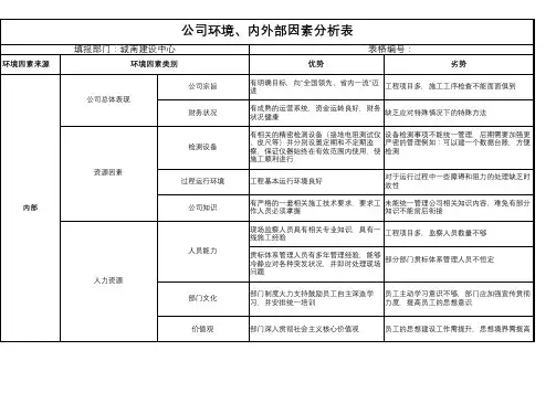 公司环境内、外部因素分析(最终版)