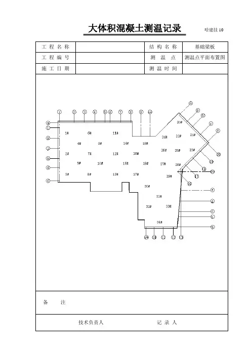 大体积混凝土测温记录表格(有范例)