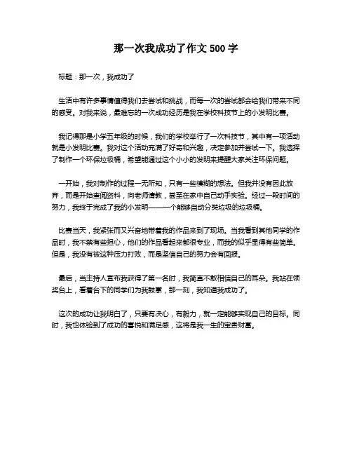 那一次我成功了作文500字