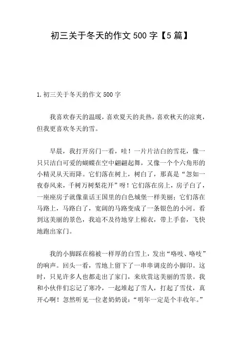 初三关于冬天的作文500字【5篇】