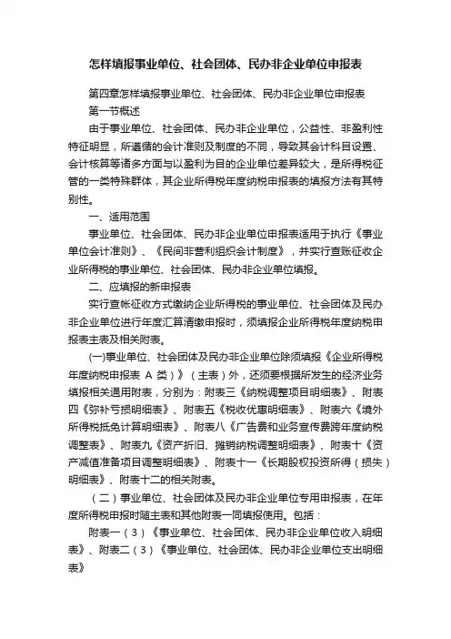 怎样填报事业单位、社会团体、民办非企业单位申报表
