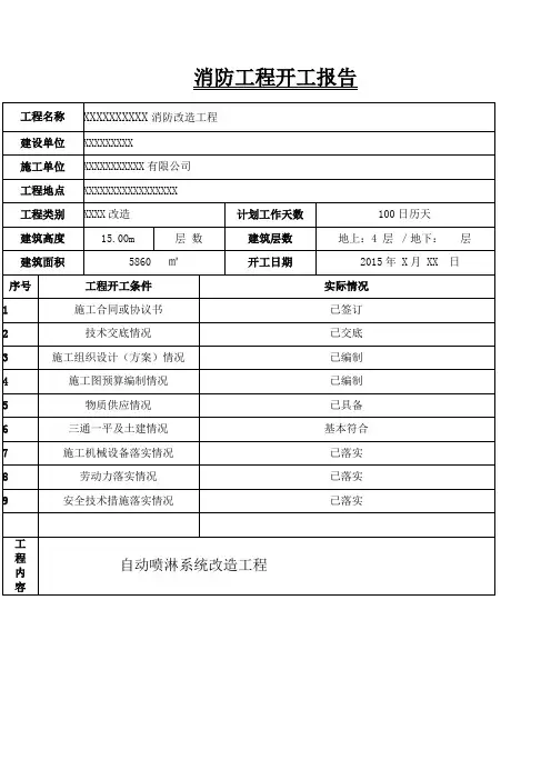 消防工程开工报告