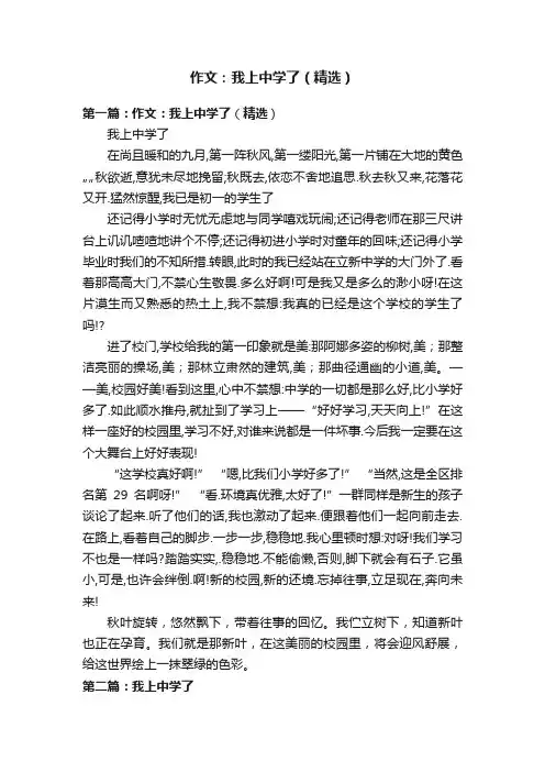 作文：我上中学了（精选）