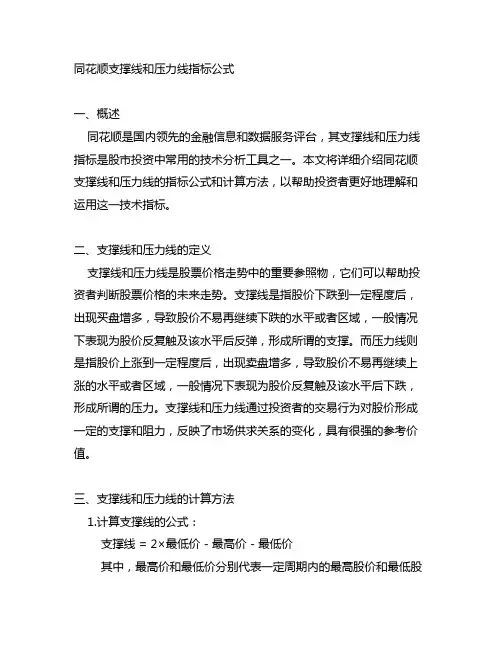 同花顺支撑线和压力线指标公式