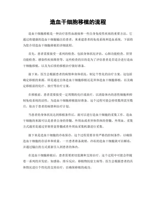 造血干细胞移植的流程