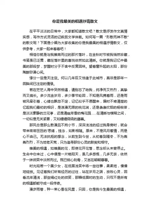 你是我最美的相遇抒情散文