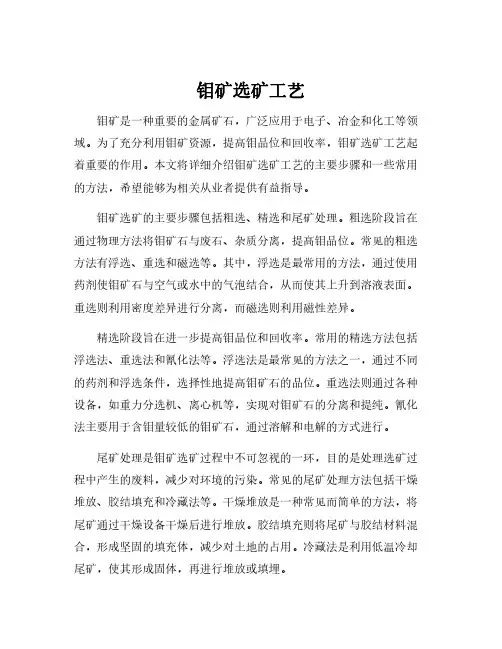 钼矿选矿工艺
