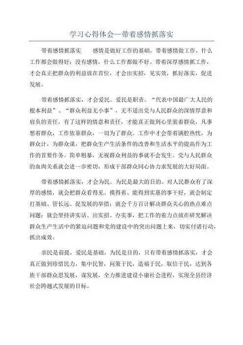 学习心得体会—带着感情抓落实
