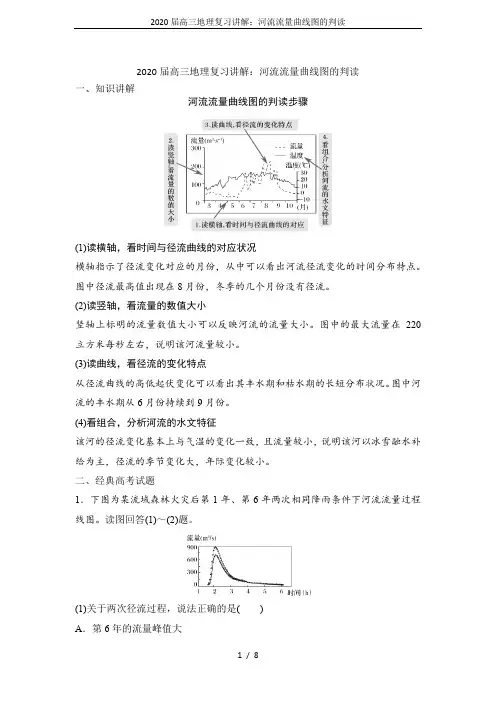 2020届高三地理复习讲解：河流流量曲线图的判读