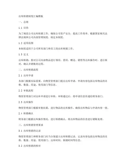 出库核销制度汇编模板