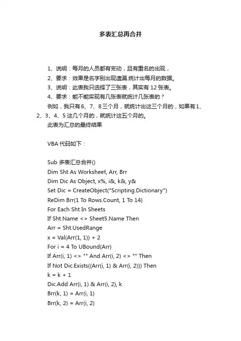 多表汇总再合并