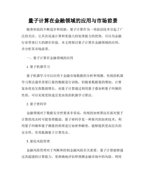 量子计算在金融领域的应用与市场前景