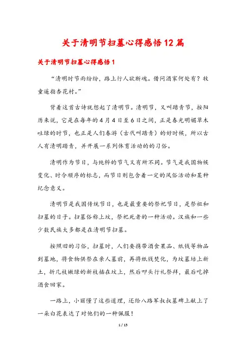 关于清明节扫墓心得感悟12篇